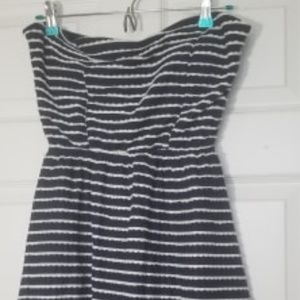 navy and white bow back dress